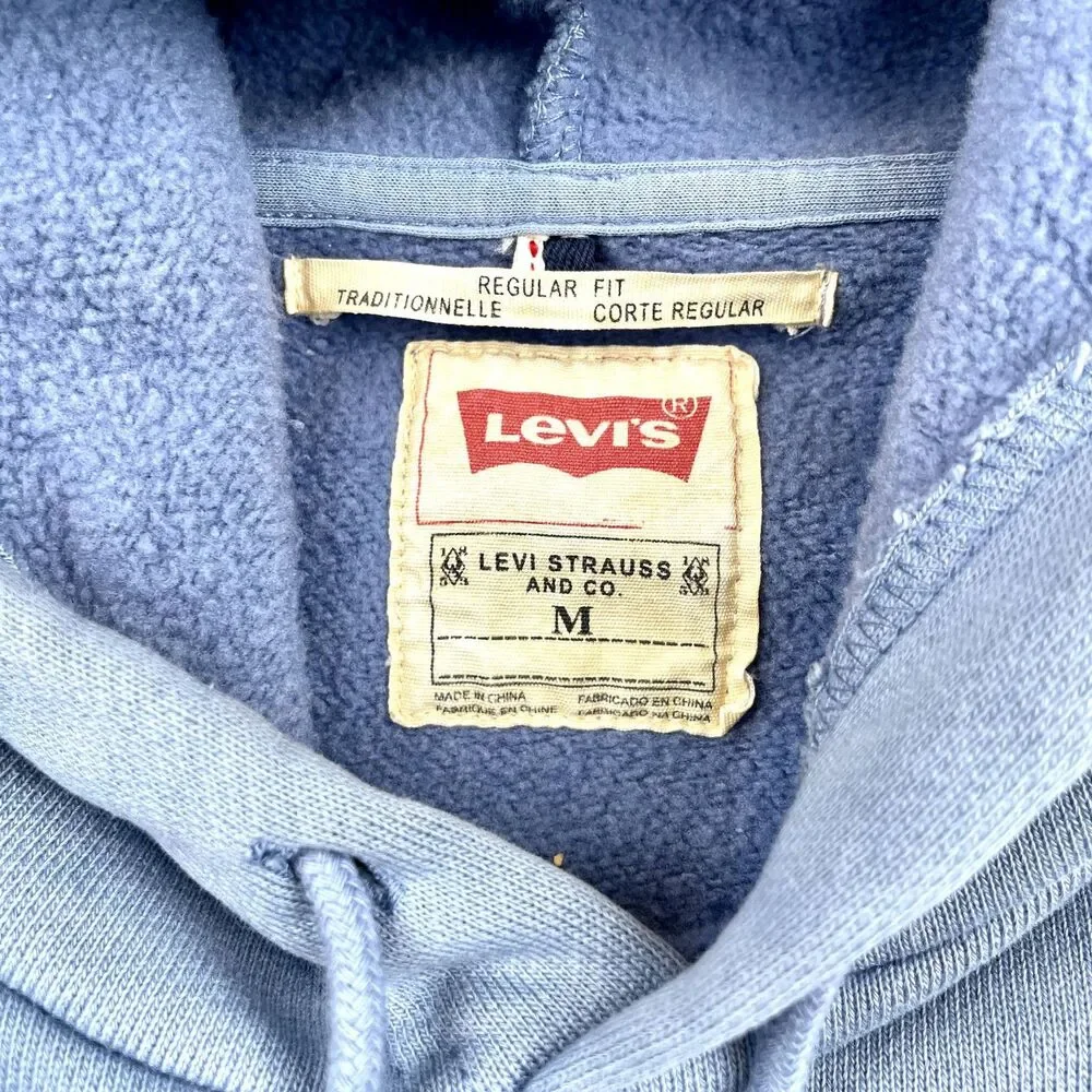 Levi's Honestly Made Hoodie Mens M Blue Cotton Pullover Kangaroo Pockets EUC